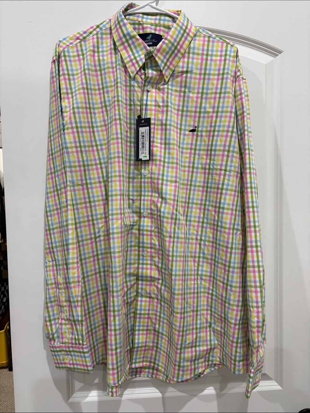 Classic Properly Tied Plaid Button-Down Shirt in Pastel Multi-Color